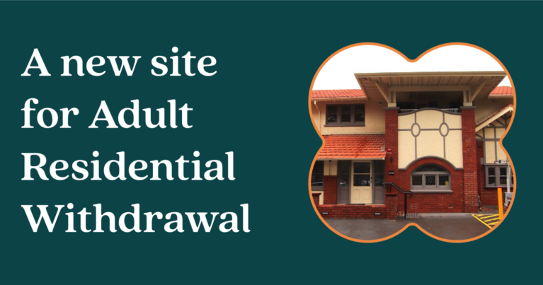 A cover image. Text reads 'A new site for adult residential withdrawal'. An photo of a building is at right