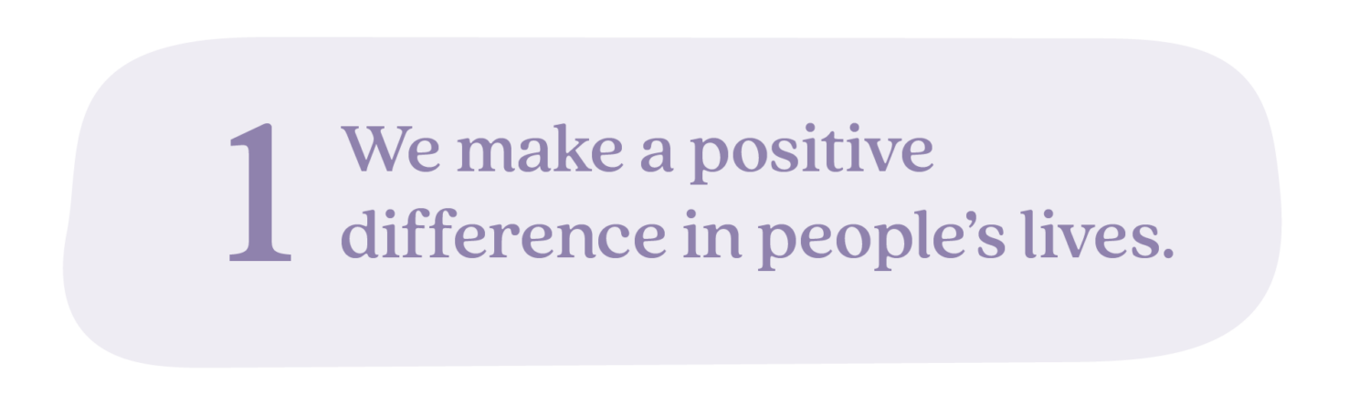 Impact Area 1: We make a positive difference in people’s lives.