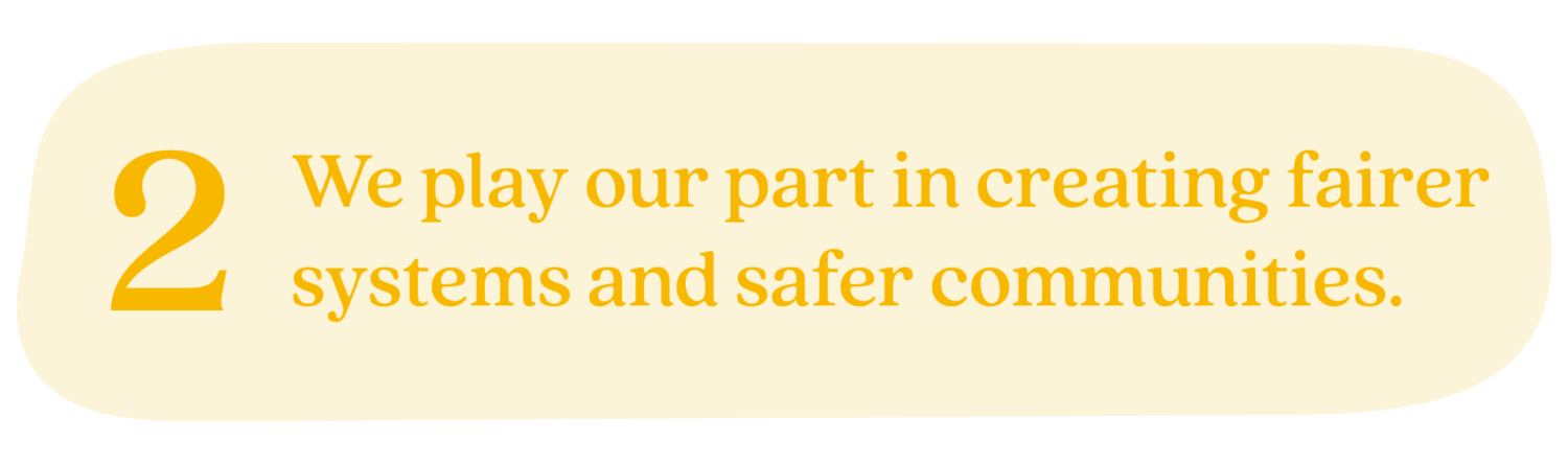 Impact Area 2: We play our part in creating fairer systems and safer communities.