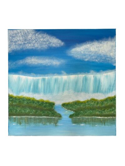 <b>Title: </b>Waterfall Reflection<br /><b>Artist: </b>Lisa<br /><b>Description: </b>This painting reminds me of a peaceful and majestic place <br /><b>Medium: </b>Acrylic on canvas <br /><b>Price: </b>$120 <br />