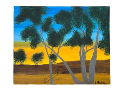 <b>Title: </b>The Gums <br /><b>Artist: </b>George<br /><b>Description: </b>Gum trees at front of property. This piece was inspired by my stay in Dale WA.<br /><b>Medium: </b>Acrylic on canvas <br /><b>Price: </b>$125 <br /><b>Artist Comments: </b>I enjoy the community connections and inspirational environment<br /><br />