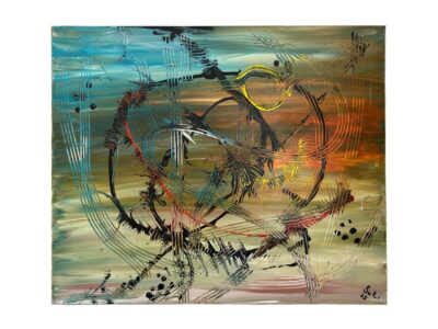 <b>Title: </b>Promenade of the Lizards<br /><b>Artist: </b>Suki<br /><b>Description: </b>Abstract, depth and movement<br /><b>Medium: </b>Acrylic on canvas <br /><b>Price: </b>$80 <br />