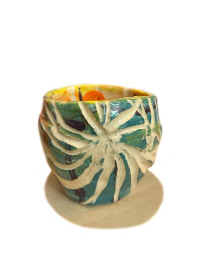 <b>Title: </b>Hand made pottery pieces<br /><b>Artist: </b>Suki<br /><b>Description: </b>Various handmade earthenware pottery pieces, colourful underglazes and over glazes<br /><b>Medium: </b>Earthenware clay and glaze<br /><b>Price: </b>Ranging from $15 - $40 per piece <br />